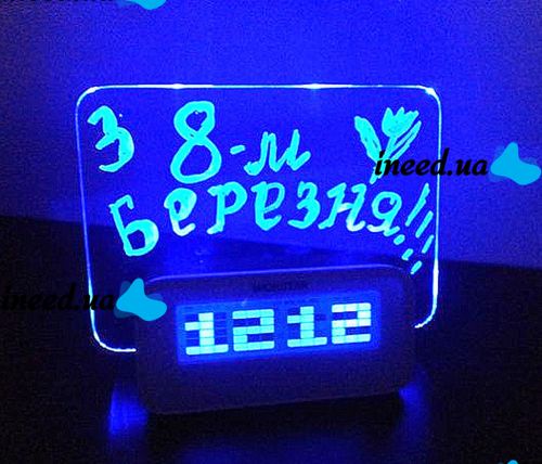 Настільні Світлодіодні годинник Highstar з Led дошкою для записів з USB хабом, маркером і підсвічуванням