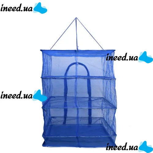 Hanging Folding Mesh Dryer for fish and vegetables 3 tiers 39x39x75cm, Reinforced Sectional Longline Mesh for drying mushrooms and fruits in the air