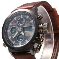 Чоловічі наручні армійські годинник AMST Sport Brown Watch AM3003 Кварцові Quartz коричневі
