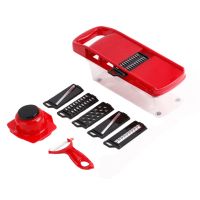 Мультислайсер Mandoline Slicer 6 в 1 Red, Ручна овочерізка для овочів і фруктів з контейнером, Слайсер, Терка міні комбайн 6в1 Червона