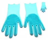 Рукавички губка з ворсинками для миття посуду, універсальні Kitchen Gloves, силіконові рукавички з щіткою для тварин, рукавички губки кухонні