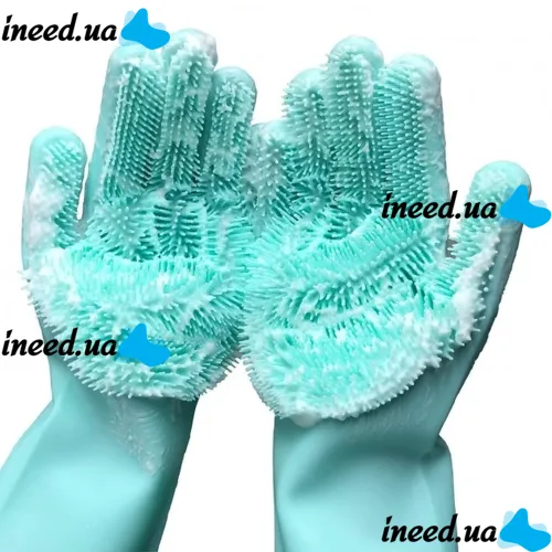 Рукавички губка з ворсинками для миття посуду, універсальні Kitchen Gloves, силіконові рукавички з щіткою для тварин, рукавички губки кухонні