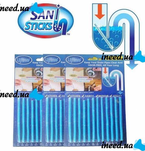 Палочки от засора слива раковины Sani Sticks, от засоров канализации