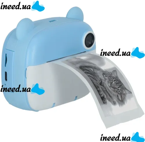 Детский фотоаппарат с мгновенной печатью DIY Instant Digital Camera M3 3 в 1 цифровая камера полароид для фото и видео на аккумуляторе Голубой