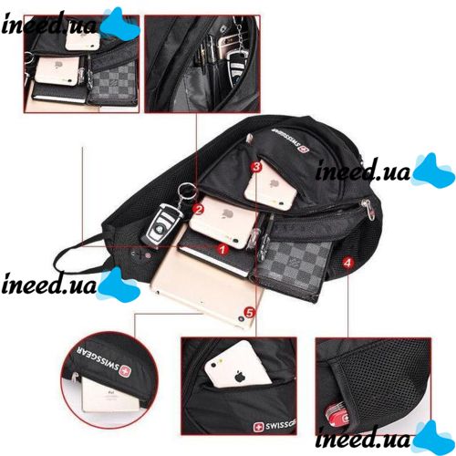 Міський рюкзак через плече SwissGear Sling 0078 Black Urban рюкзак через плече SwissGear Sling 0078