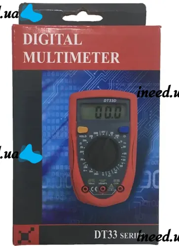 Цифровий багатофункціональний мультиметр Digital Dt33b Вольтметр в ергономічному корпусі з дисплеєм, Тестер амперметр з підсвічуванням і опорою