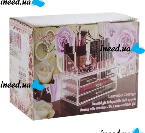 Настільний акриловий органайзер акриловий Cosmetic Storage Box для косметики і дрібниць, косметичний бокс з висувними ящиками прозорий