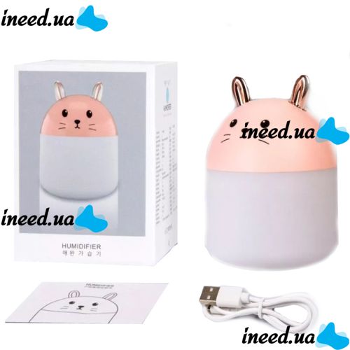 Настільний ультразвуковий зволожувач повітря нічник кролик Humidifier Rabbit ВА-12, портативний USB Арома-дифузор з підсвічуванням, нічник-зволожувач