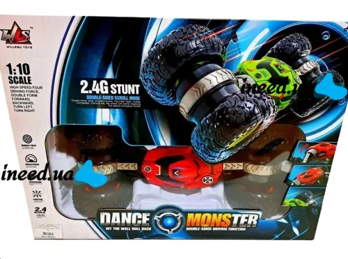 Stunt car shifter Dance Monster RQ-2028 Red on radio control, Transformer all-terrain vehicle on the control panel, Red