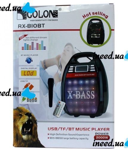 Portable Wireless Bluetooth Speaker Suitcase X-BASS Golon RX-810BT with Light Music and Microphone, Acoustic Bluetooth System with Karaoke Black