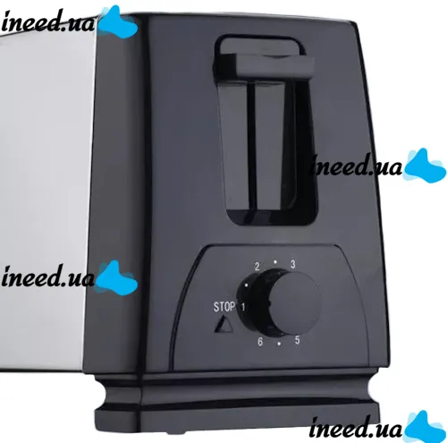 Kitchen mirror toaster Crownberg CB-1106 750W for 2 slices of bread with temperature control and stop button, Electric toaster VN-002B with removable tray Silver