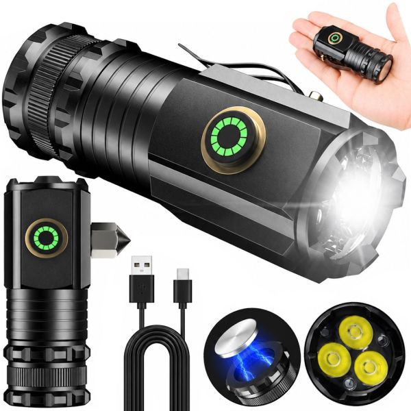 Hand Lantern with Cullet Bailong X-BAIL BL-450XC 5W Rechargeable LED Mini LED Flashlight with Mount, Hammer and Magnet 800 lm Type-C