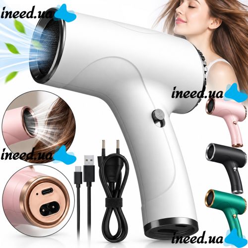 Wireless Rechargeable Hair Dryer Hair Dryer WNK-2027 2600 mAh for Drying and Styling Hair Dryer 500W with Cold Air Mode USB WHD-01