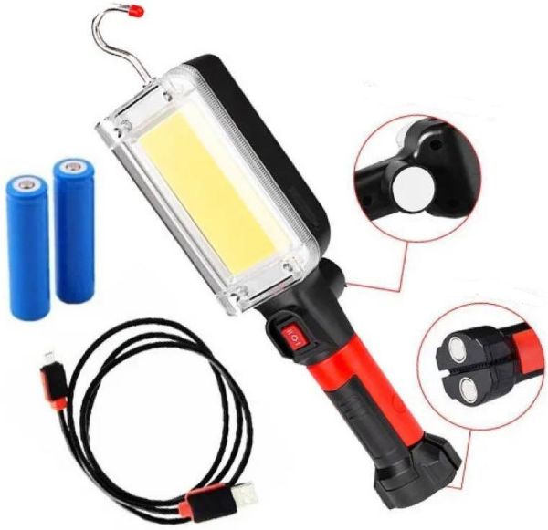 Аккумуляторный фонарь Bailong BL-ZJ-8859-B-COB 20w с крючком и магнитом подвесной ручной фонарик, светодиодная лампа для СТО, светильник