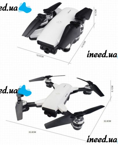 Складаний радіокерований квадрокоптер Drone YH-19 White, HD + FPV з HD WI-FI камерою на пульті управління
