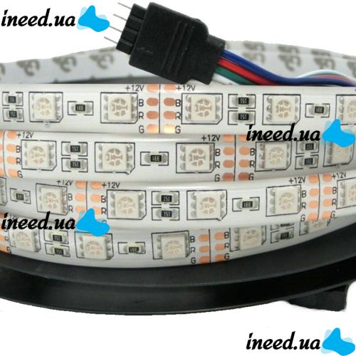 Комплект светодиодной LED ленты 5050 RGB Все цвета 12V цветная 5м пульт блок, разноцветная в силиконе SMD5050 многоцветная светодиодная лента