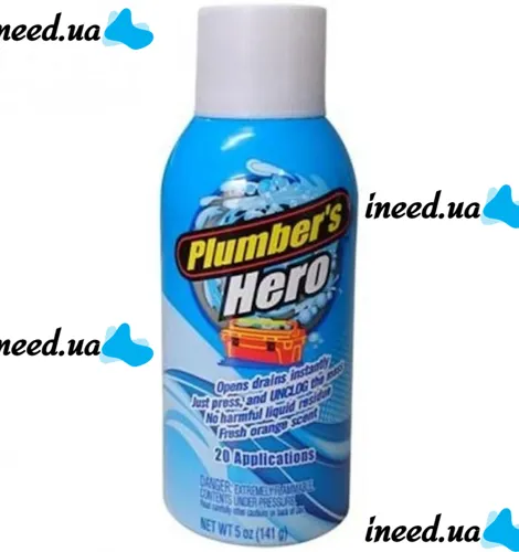 Універсальний вантуз Plumber's Kit Hero для прочищення унітазу і каналізаційних труб з довгою ручкою, Набір для чищення раковини з аерозолем Синій