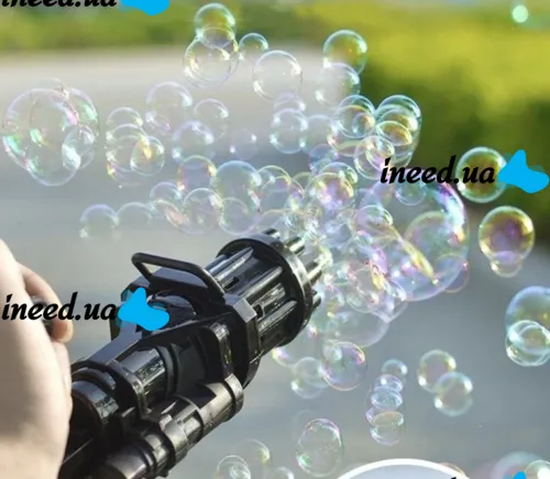 Игрушечный детский пистолет пулемет для создания мыльных пузырей Electric Bubble Gun Blaster 20 см, пистолет-пулемет для детей batlinggun Черный