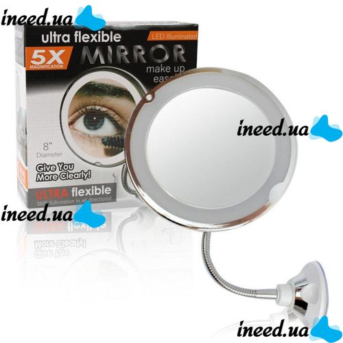 Flexible Suction Cup Mirror with Backlight with 5x Magnification Ultra Flexible Mirror 5X