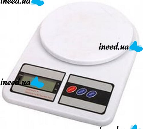 Electronic Table Scales from 1g to 7 kg SF-400, Kitchen Scales with LED Display with Round Platform for Weighing Products White