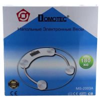 Электронные напольные весы Domotec MS-2003A до 180 кг, Круглые стеклянные весы с Led дисплеем домашние для взвешивания шаг 0.1 кг MS2003A Прозрачные