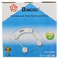 Domotec MS-2003B Electronic Floor Scales up to 180 kg Square Glass Scales with LED Display for Weighing Domotec MS2003B 0.1 kg Pitch Transparent