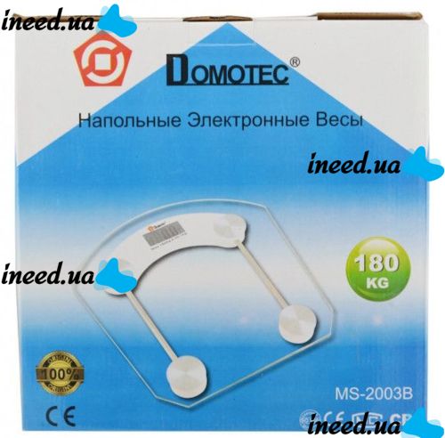 Domotec MS-2003B Electronic Floor Scales up to 180 kg Square Glass Scales with LED Display for Weighing Domotec MS2003B 0.1 kg Pitch Transparent