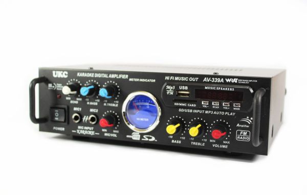 Усилитель мощности звука UKC AV-339BT 300W + караоке на 2 микрофона
