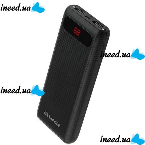 Portable Charger Power Bank Awei P70K 20000 mAh Black, Black