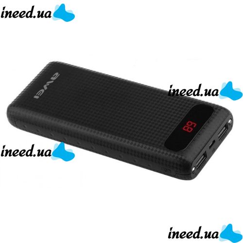Portable Charger Power Bank Awei P70K 20000 mAh Black, Black