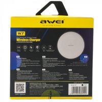 Беспроводное зарядное устройство Awei W7 10W с подсветкой 7 цветов White, Универсальная беспроводная зарядка 10 Вт Авей Белый