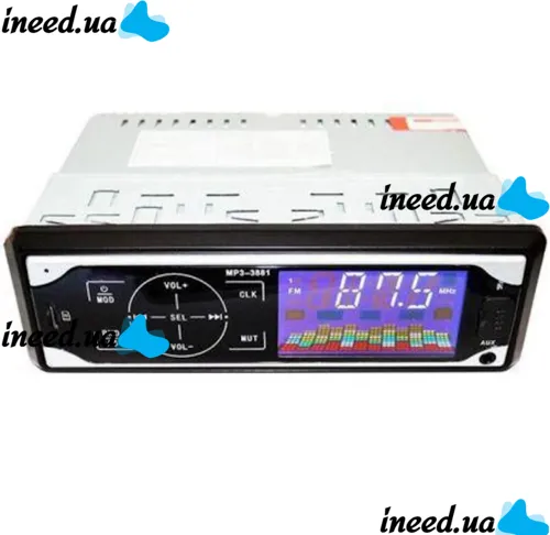 Universal car radio 1DIN ISO Pioneer MP3-3881 with touch buttons and remote control, Touch radio player in the car with USB and SD