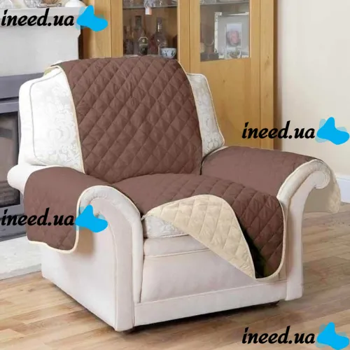 Двостороння накидка чохол на крісло Couch Coat з мікрофібри, захисне двостороннє водонепроникне стьобане покривало для крісла