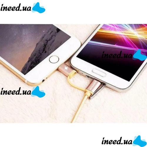 Кабель, шнур Awei CL-930C 2 в 1 Lightning і Micro USB, рожевий