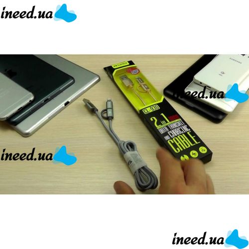 Кабель, шнур Awei CL-930C 2 в 1 Lightning і Micro USB, рожевий