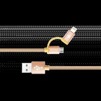 Кабель, шнур Awei CL-930C 2 в 1 Lightning і Micro USB, рожевий