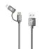 Кабель, шнур Awei CL-930C 2 в 1 Lightning и Micro USB, серебристый