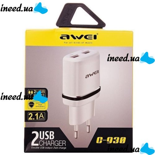Awei C-930 USB Network Adapter for 2 USB 5V, 2.1A from 220V network