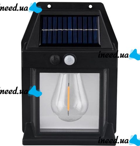 Уличный настенный светильник COBA Solar Wall Lamp HW-666-1W на солнечной батарее, Аккумуляторная фасадная лампа с датчиком движения KT-666