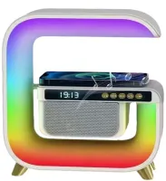 Настільна смарт лампа нічник RGB XM-G3 акумуляторний з бездротовою зарядкою 15W і Bluetooth колонкою, Блютуз колонка G3 з підсвічуванням Біла