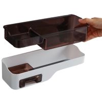 Прямоугольная настенная полка Wall-mounted shelf для ванной комнаты, Навесной многофункциональный органайзер для хранения в ванную Белый с черным