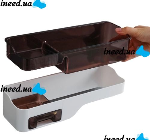 Прямоугольная настенная полка Wall-mounted shelf для ванной комнаты, Навесной многофункциональный органайзер для хранения в ванную Белый с черным