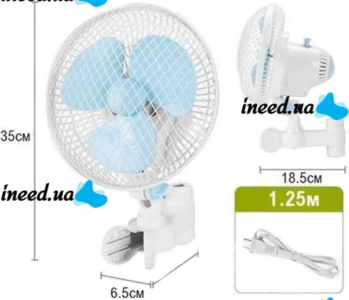 Переносний обертовий вентилятор Vivosun Fan HY-180 20W з прищіпкою для труби 2 швидкості, міні-вентилятор на кліпсі для обдування рослин HY180 Білий
