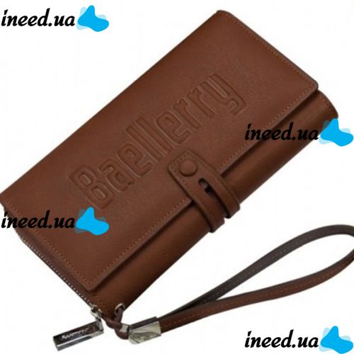 Чоловічий шкіряний гаманець клатч Baellerry Guero S1393 Brown для зберігання кредитних карт монет на змійці, чоловіче портмоне для купюр Коричневий