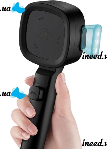 Квадратна насадка високого тиску Water Shower Head RD-3042 4 режими з кнопкою включення для душу, лійка з перемикачем і фільтром Чорна