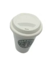 Керамічний стакан чашка StarBucks Ceramic Cup HY-101, багаторазова термочашка Старбакс 300 мл з силіконовою кришкою з поїлкою Біла