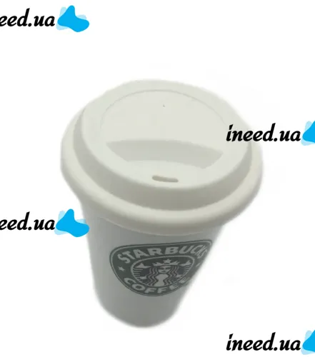 Керамічний стакан чашка StarBucks Ceramic Cup HY-101, багаторазова термочашка Старбакс 300 мл з силіконовою кришкою з поїлкою Біла