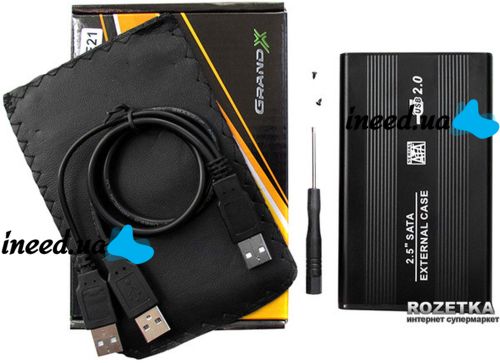 Grand-X U25 External Pocket for 2.5" USB 2.0 SATA HDD External Hard Drive Case