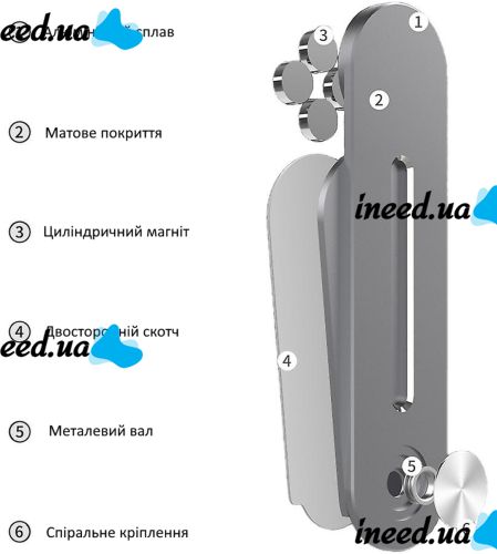Magnetic Holder for Phone, Tablet for Laptop F11 Bracket Folding Magnetic Mount with Height Adjustment on the side panel of the laptop F-11