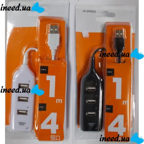 USB хаб Hi-Speed XD4 White на 4 порти, Універсальний розгалужувач з 4 виходами концентратор перехідник HUB 480 Мбіт для комп'ютера від USB Білий